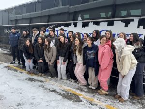 Klub Stepinac members posing in front of the bus before the trip to Canada.